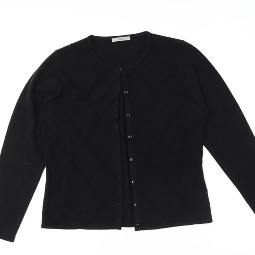 Marks and Spencer Womens Black Round Neck Acrylic Cardigan Jumper Size 16