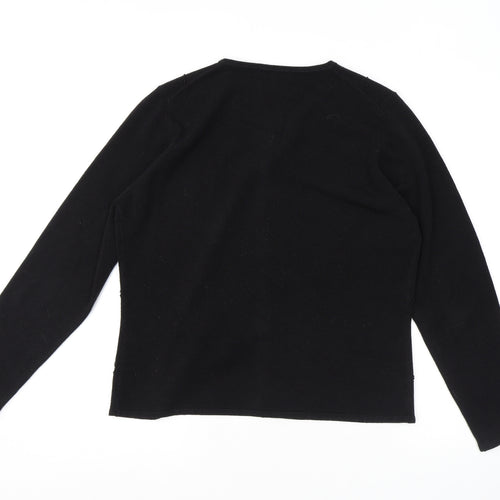 Marks and Spencer Womens Black Round Neck Acrylic Cardigan Jumper Size 16