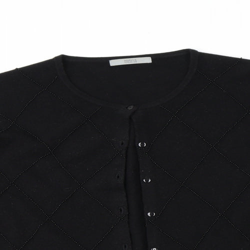 Marks and Spencer Womens Black Round Neck Acrylic Cardigan Jumper Size 16