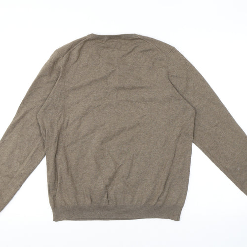 Nigel Hall Womens Brown V-Neck Cotton Pullover Jumper Size S