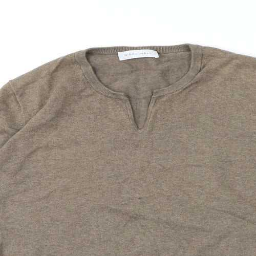 Nigel Hall Womens Brown V-Neck Cotton Pullover Jumper Size S