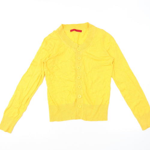 NEXT Womens Yellow Round Neck Cotton Cardigan Jumper Size 12