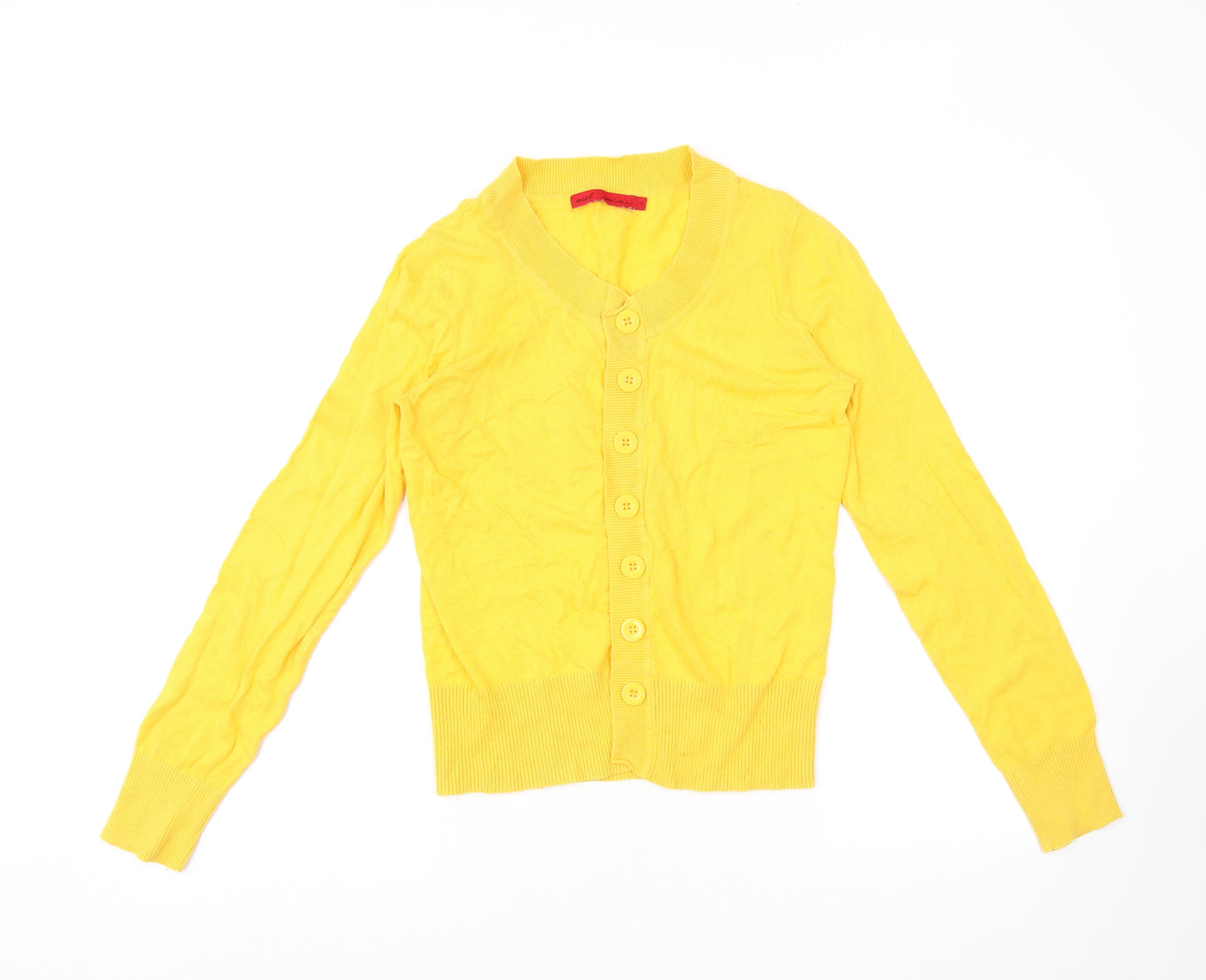 NEXT Womens Yellow Round Neck Cotton Cardigan Jumper Size 12