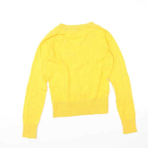 NEXT Womens Yellow Round Neck Cotton Cardigan Jumper Size 12