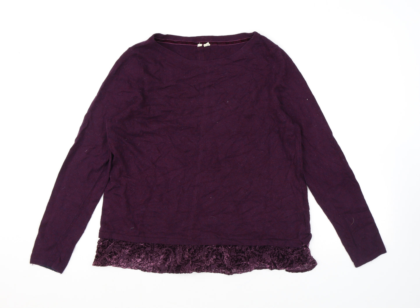 White Stuff Womens Purple Round Neck Nylon Pullover Jumper Size 16