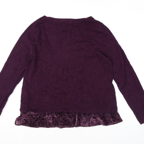 White Stuff Womens Purple Round Neck Nylon Pullover Jumper Size 16