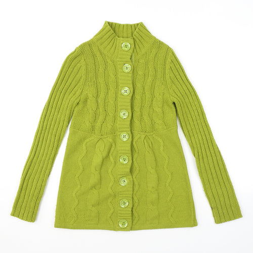 NEXT Womens Green High Neck Acrylic Cardigan Jumper Size 8