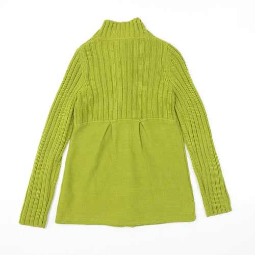 NEXT Womens Green High Neck Acrylic Cardigan Jumper Size 8