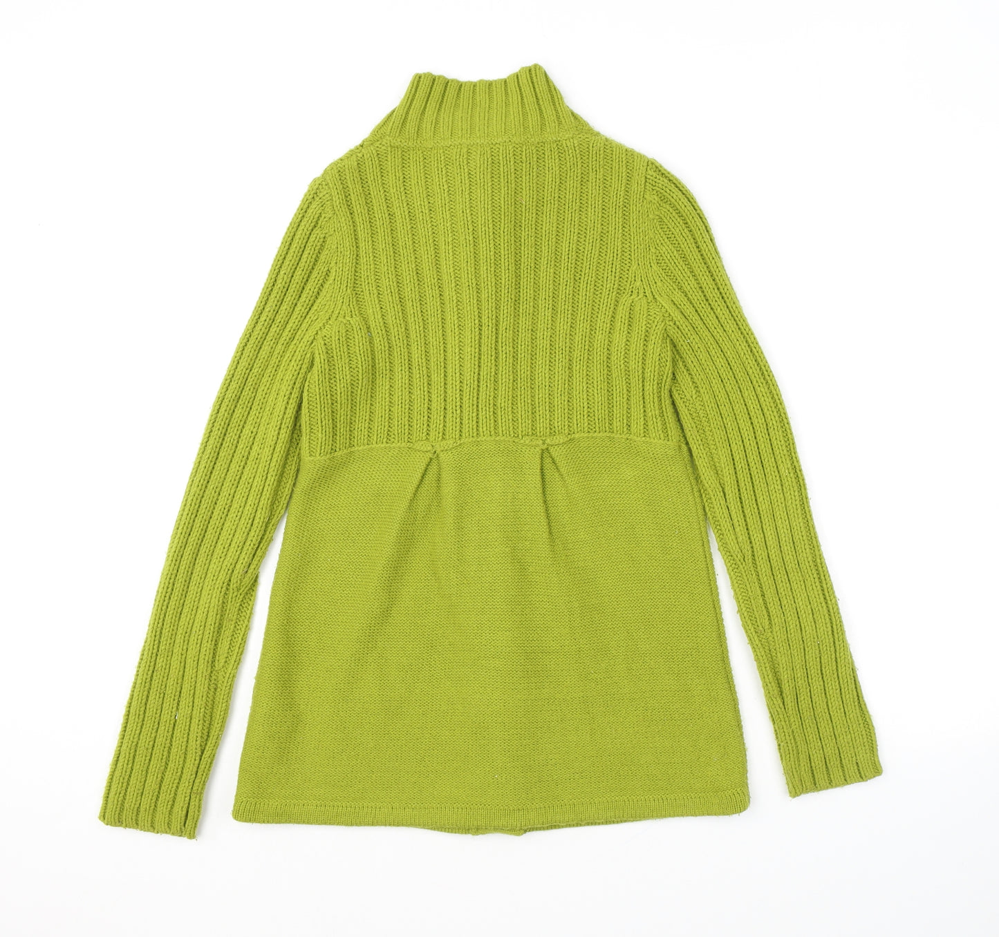 NEXT Womens Green High Neck Acrylic Cardigan Jumper Size 8