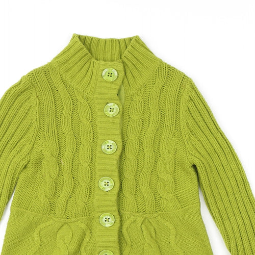 NEXT Womens Green High Neck Acrylic Cardigan Jumper Size 8