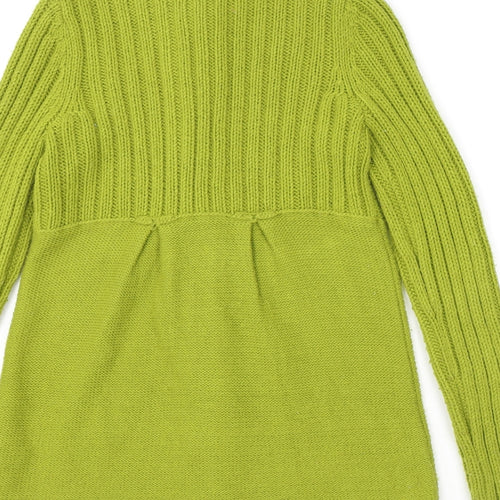 NEXT Womens Green High Neck Acrylic Cardigan Jumper Size 8
