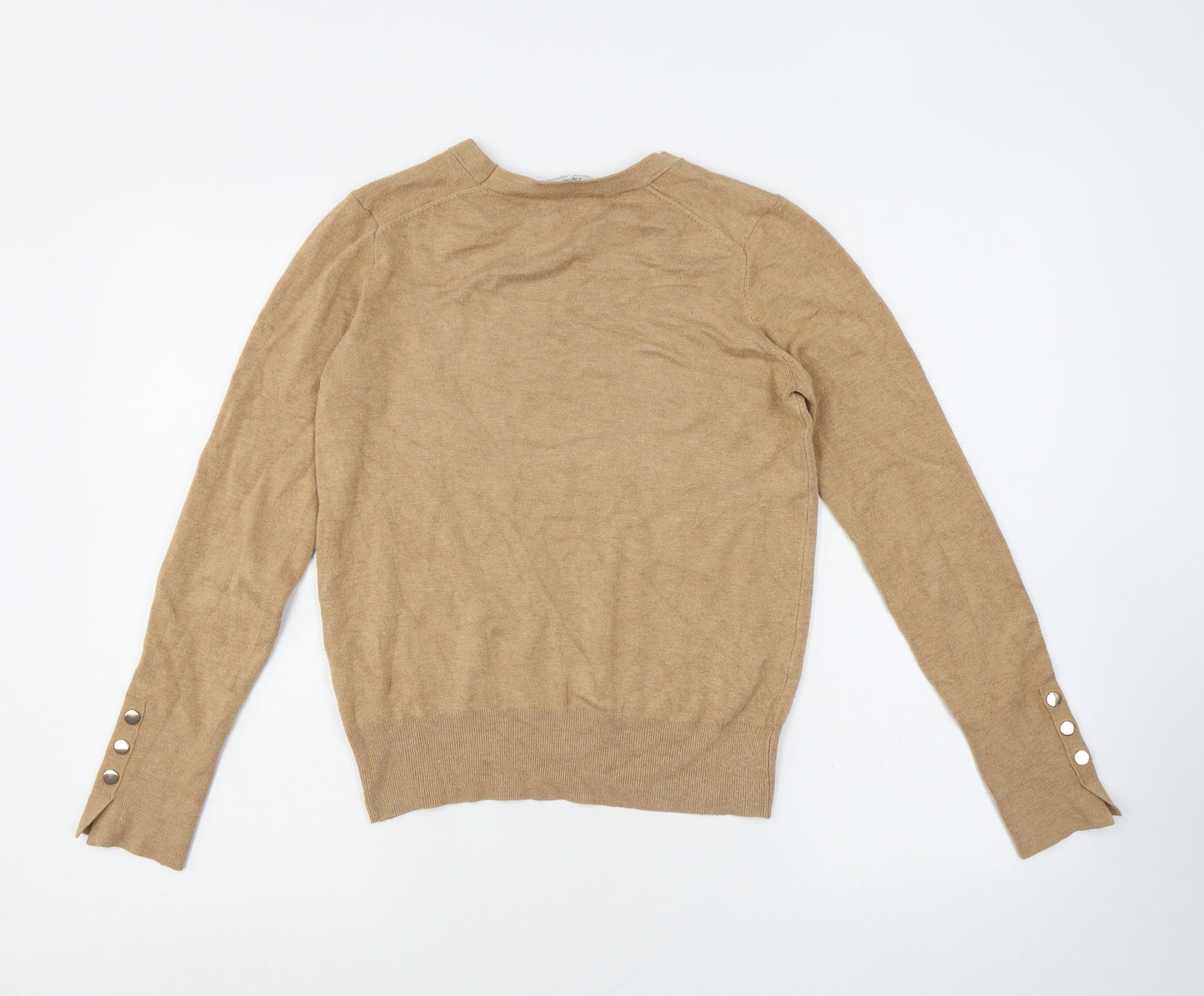 Zara Knit Womens Brown Round Neck Viscose Pullover Jumper Size M