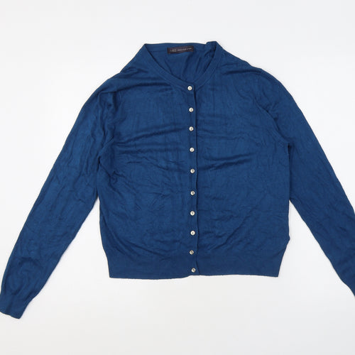Marks and Spencer Womens Blue Round Neck Viscose Cardigan Jumper Size 12