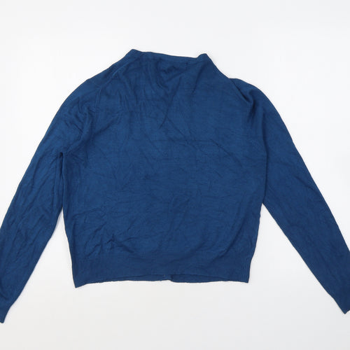 Marks and Spencer Womens Blue Round Neck Viscose Cardigan Jumper Size 12