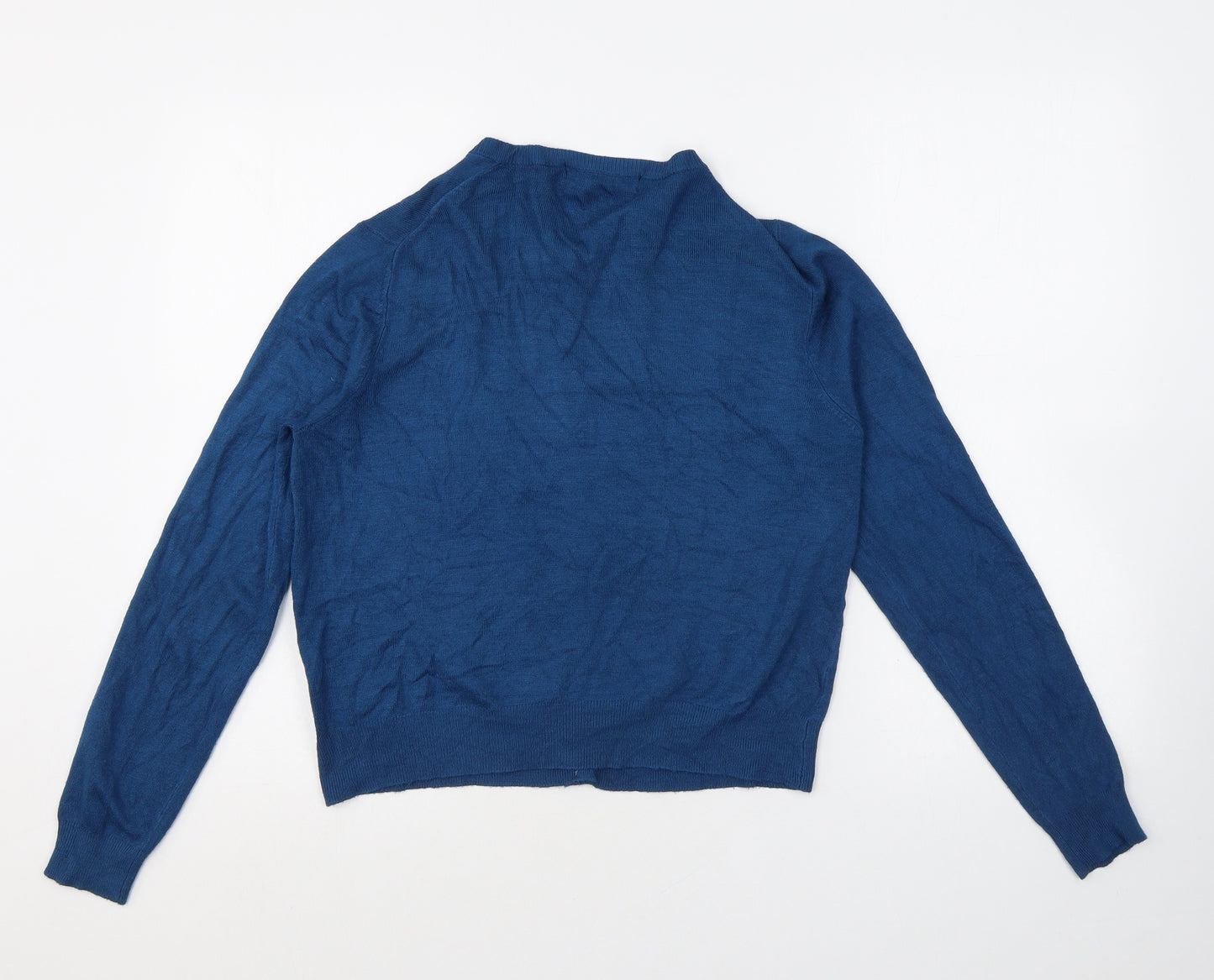 Marks and Spencer Womens Blue Round Neck Viscose Cardigan Jumper Size 12