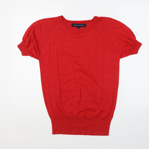 French Connection Womens Red Lyocell Basic T-Shirt Size XS Crew Neck