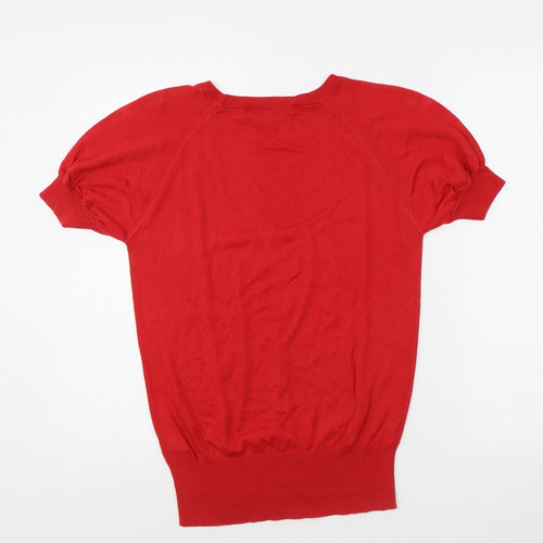 French Connection Womens Red Lyocell Basic T-Shirt Size XS Crew Neck