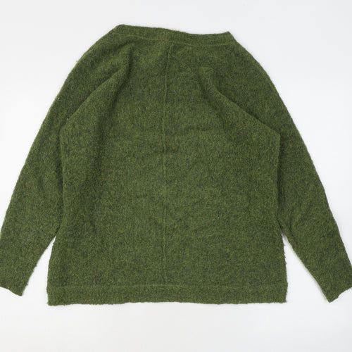 White Stuff Womens Green Round Neck Acrylic Pullover Jumper Size 12