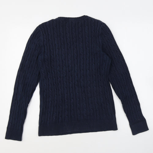 Crew Clothing Womens Blue V-Neck Cotton Pullover Jumper Size 12
