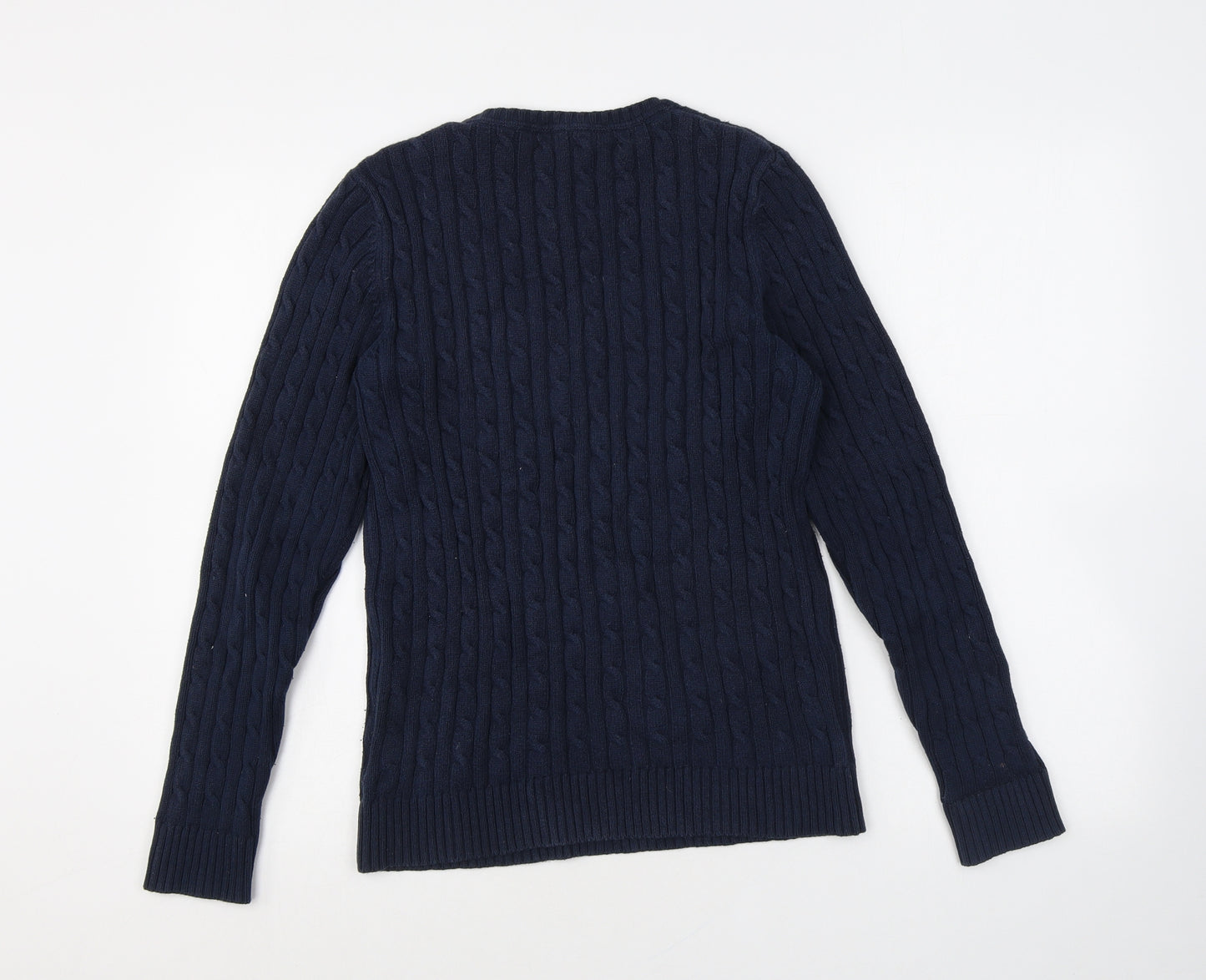 Crew Clothing Womens Blue V-Neck Cotton Pullover Jumper Size 12