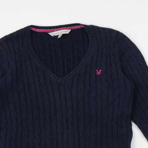 Crew Clothing Womens Blue V-Neck Cotton Pullover Jumper Size 12