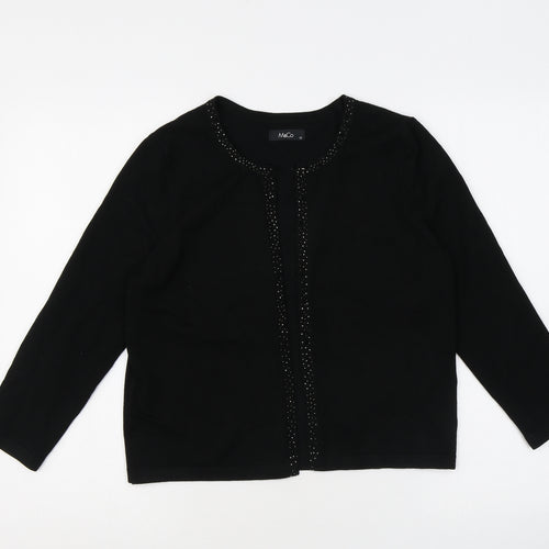M&Co Womens Black Round Neck Viscose Cardigan Jumper Size 12