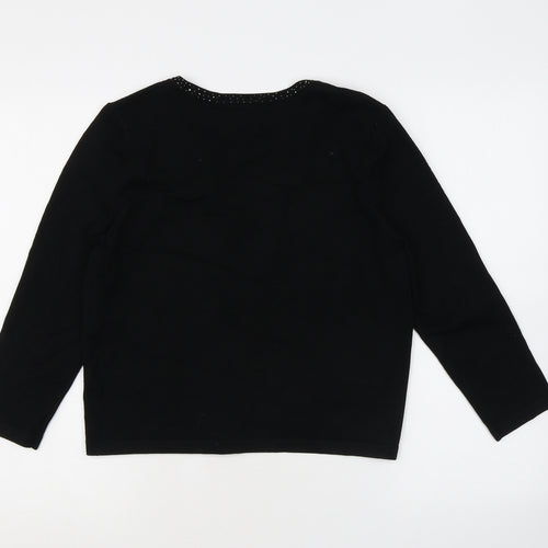 M&Co Womens Black Round Neck Viscose Cardigan Jumper Size 12