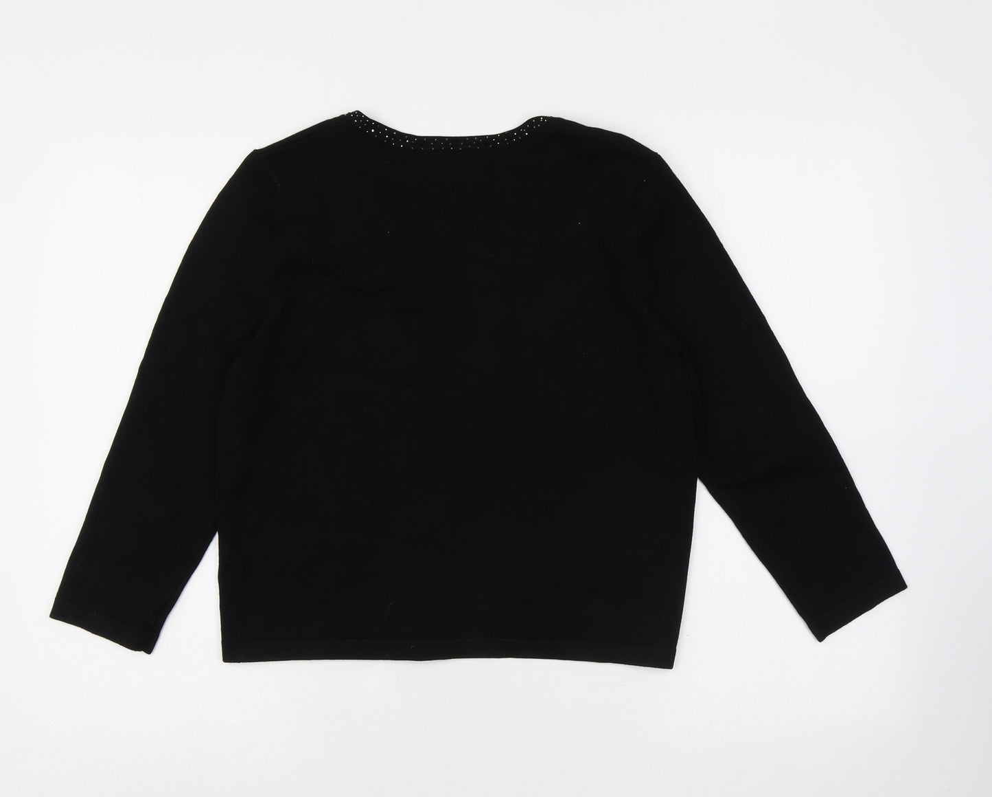 M&Co Womens Black Round Neck Viscose Cardigan Jumper Size 12
