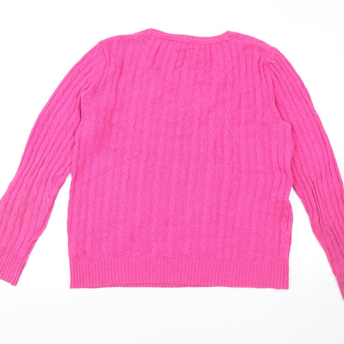 Crew Clothing Womens Pink V-Neck Cotton Pullover Jumper Size 16
