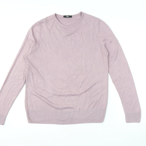 Marks and Spencer Womens Purple Round Neck Acrylic Pullover Jumper Size 14