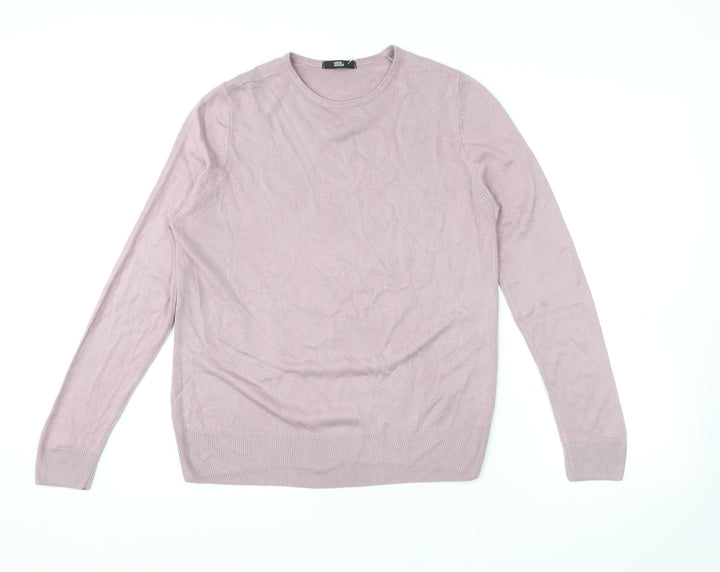 Marks and Spencer Womens Purple Round Neck Acrylic Pullover Jumper Size 14