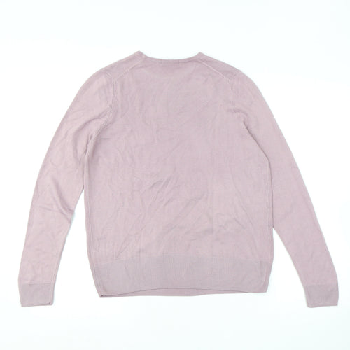Marks and Spencer Womens Purple Round Neck Acrylic Pullover Jumper Size 14