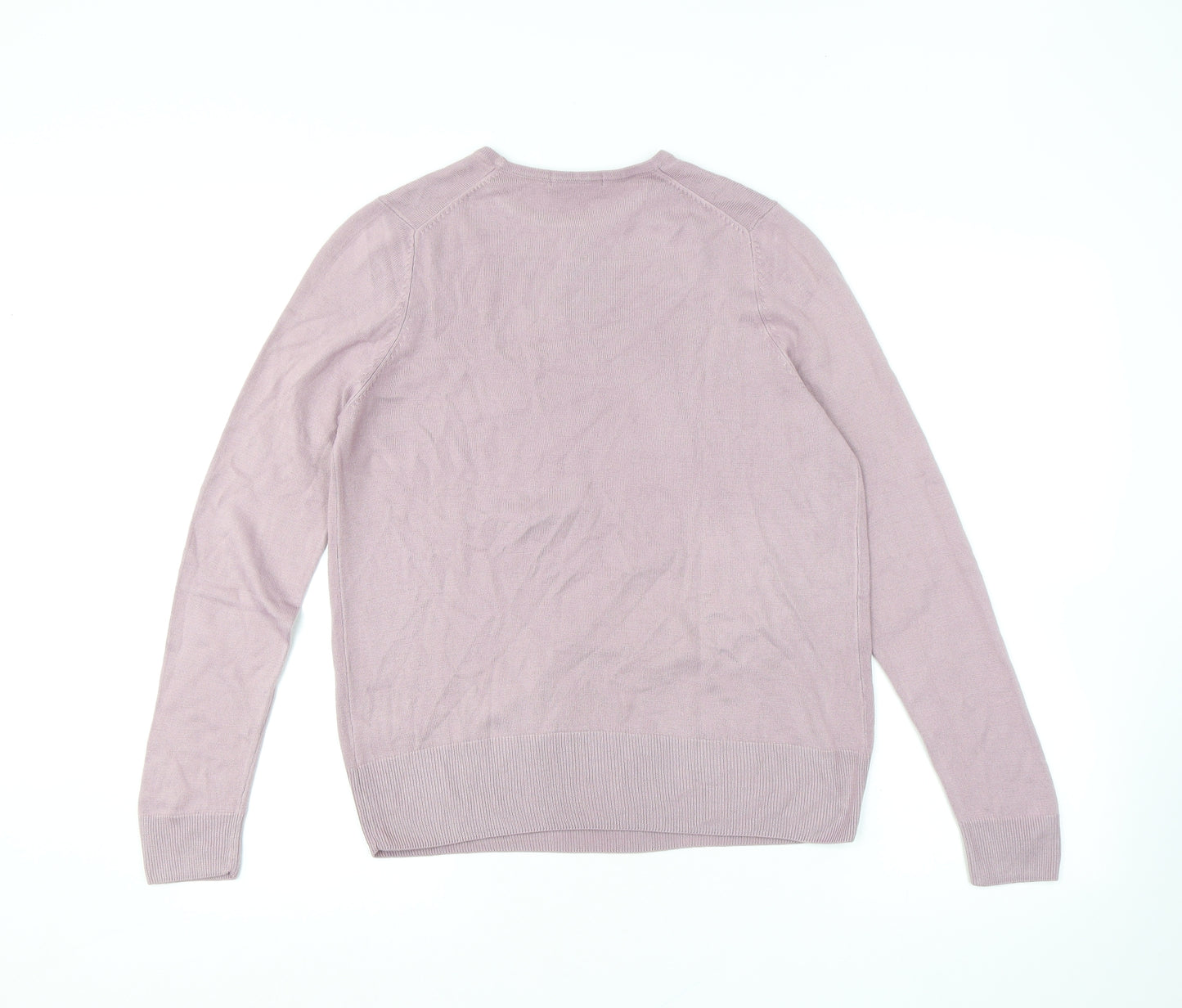 Marks and Spencer Womens Purple Round Neck Acrylic Pullover Jumper Size 14