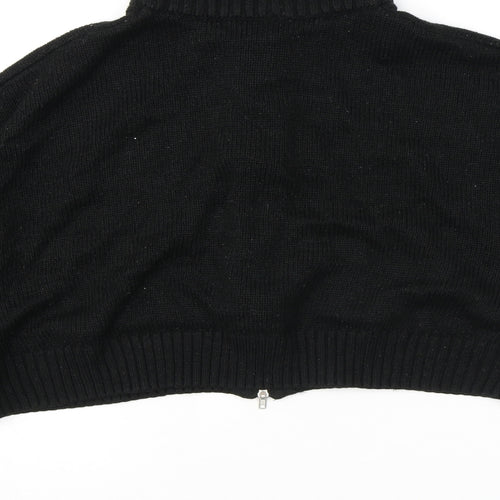 Divided by H&M Womens Black High Neck Acrylic Full Zip Jumper Size L - Cropped