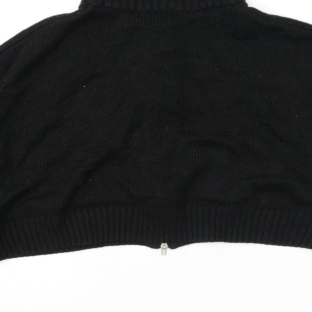 Divided by H&M Womens Black High Neck Acrylic Full Zip Jumper Size L - Cropped