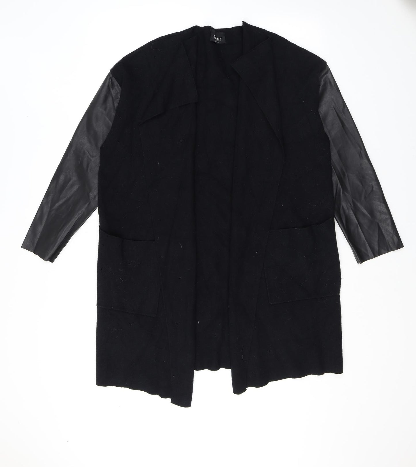 Zara Womens Black V-Neck Viscose Cardigan Jumper Size L