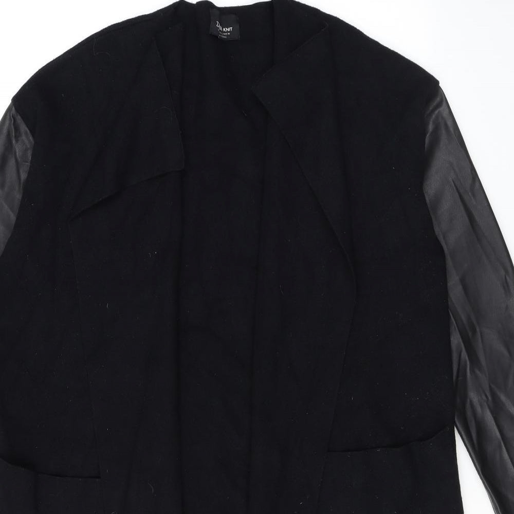 Zara Womens Black V-Neck Viscose Cardigan Jumper Size L