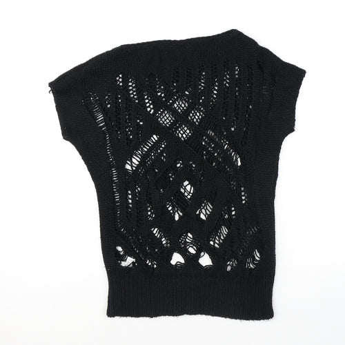 Topshop Womens Black Boat Neck Cotton Pullover Jumper Size 8