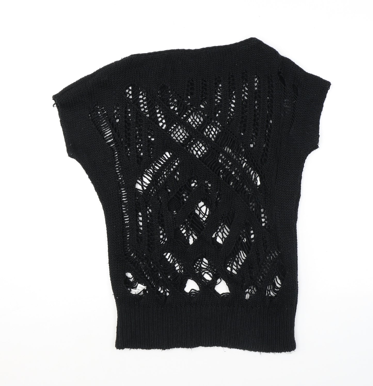 Topshop Womens Black Boat Neck Cotton Pullover Jumper Size 8