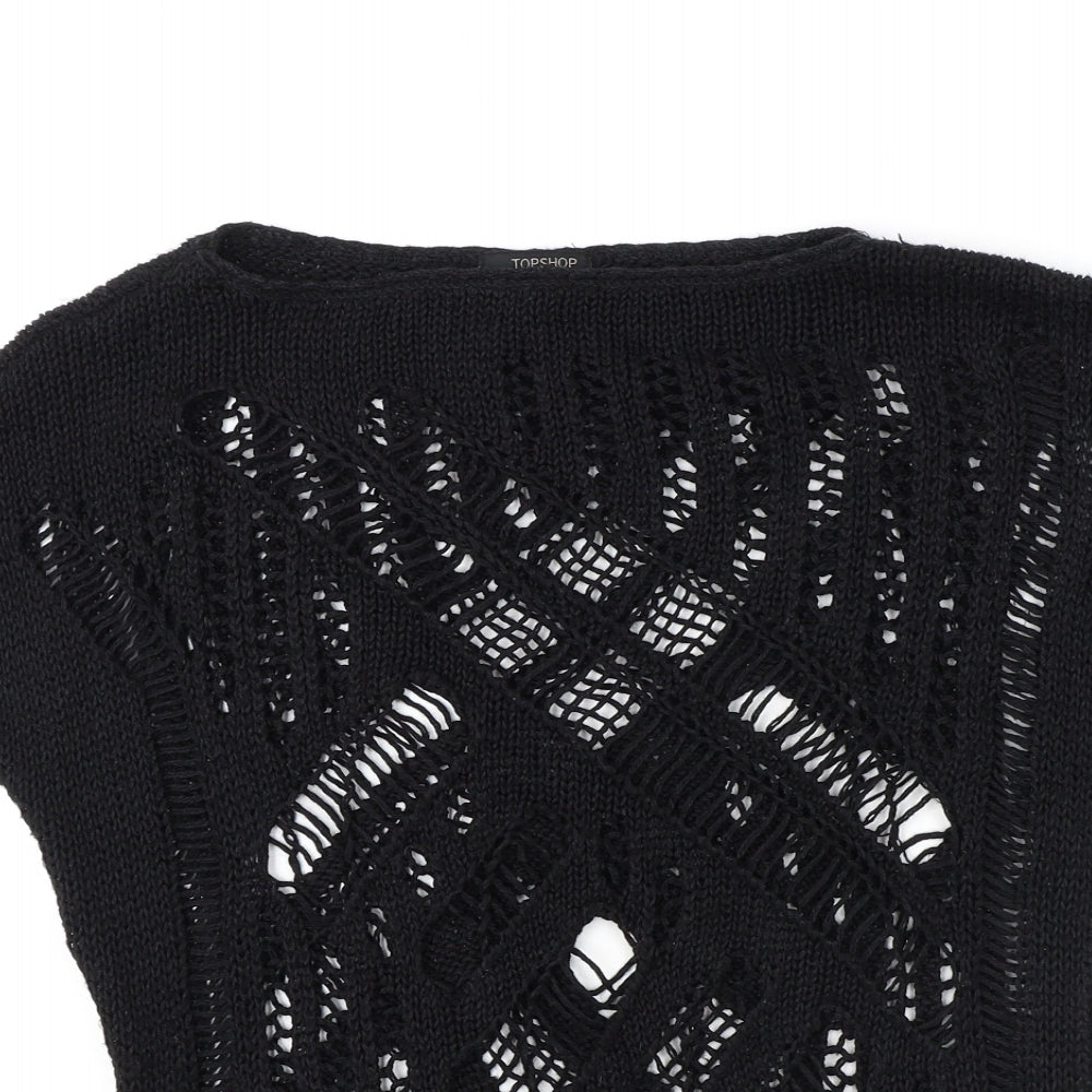 Topshop Womens Black Boat Neck Cotton Pullover Jumper Size 8