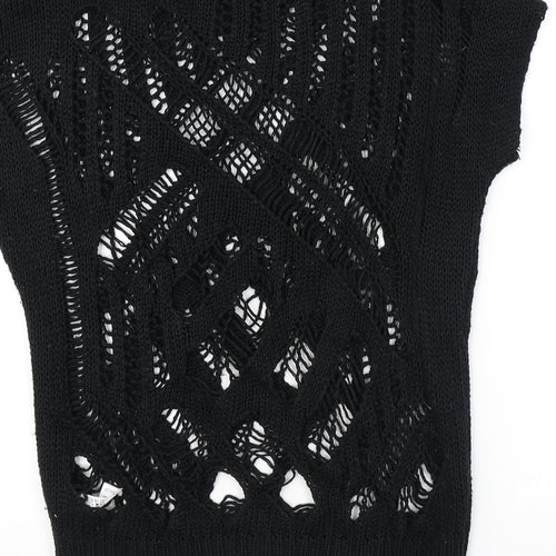 Topshop Womens Black Boat Neck Cotton Pullover Jumper Size 8