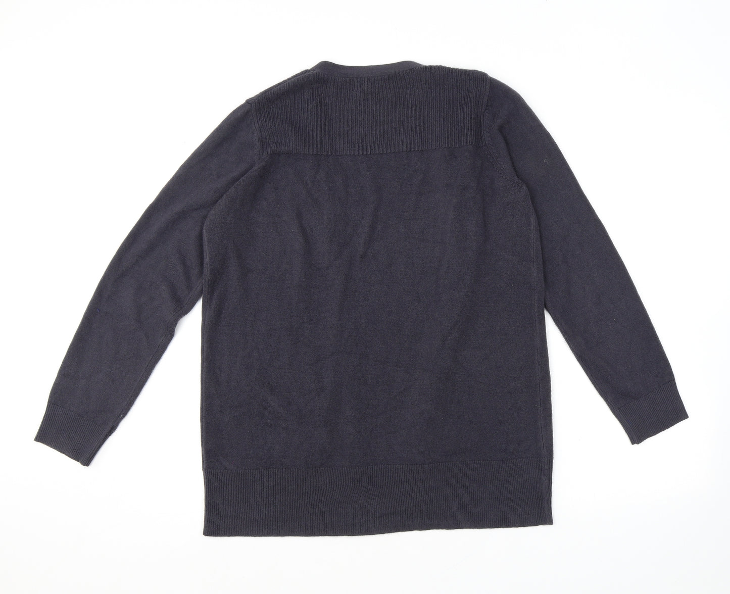 Marks and Spencer Womens Grey V-Neck Acrylic Cardigan Jumper Size M