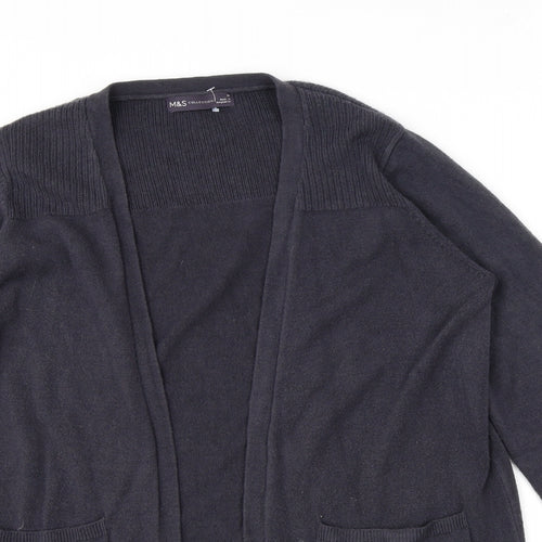 Marks and Spencer Womens Grey V-Neck Acrylic Cardigan Jumper Size M