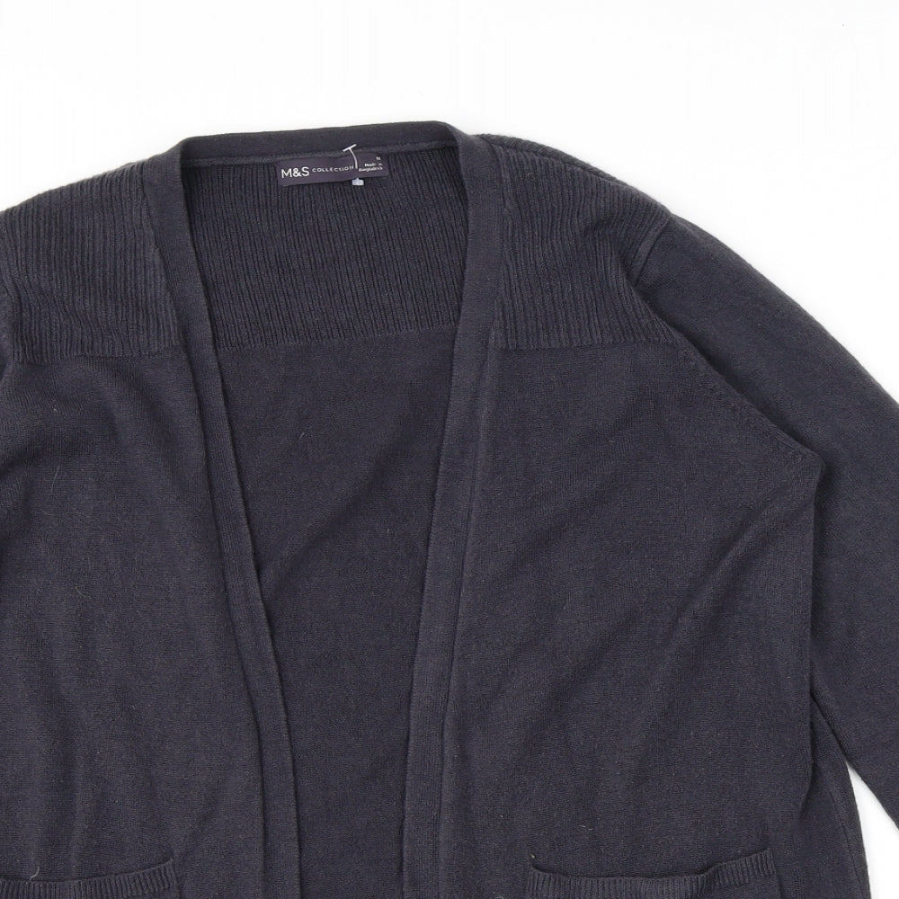 Marks and Spencer Womens Grey V-Neck Acrylic Cardigan Jumper Size M