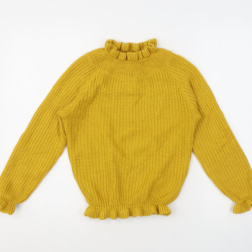 Cameo Rose Womens Yellow Mock Neck Acrylic Pullover Jumper Size S