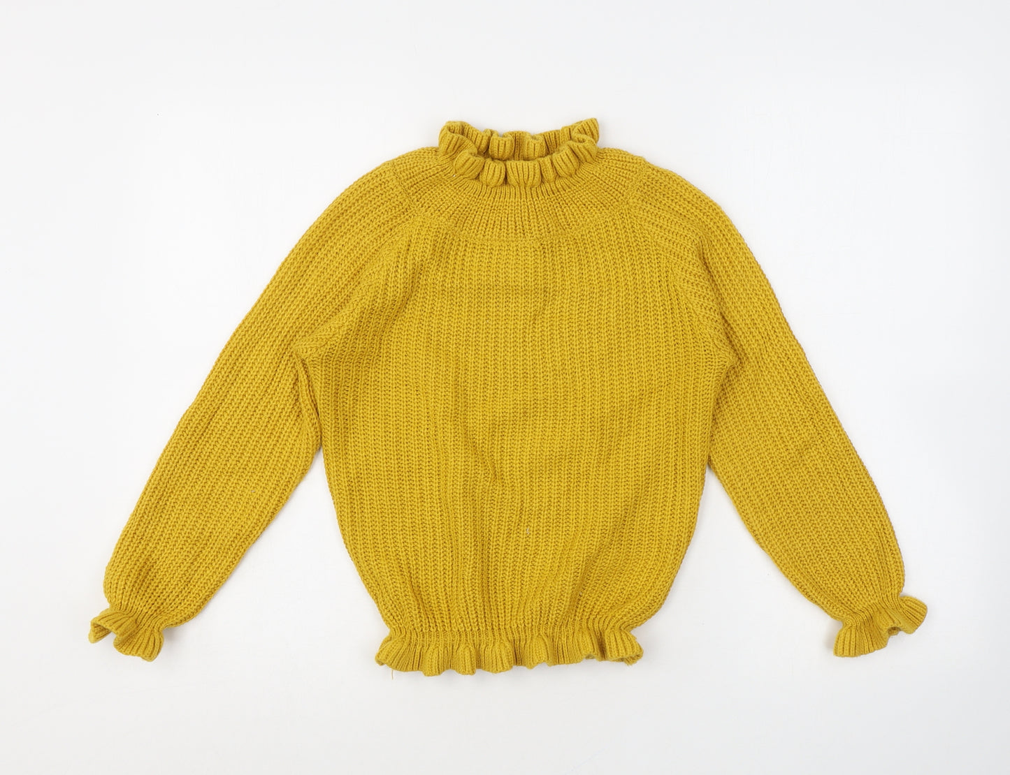 Cameo Rose Womens Yellow Mock Neck Acrylic Pullover Jumper Size S