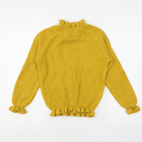 Cameo Rose Womens Yellow Mock Neck Acrylic Pullover Jumper Size S