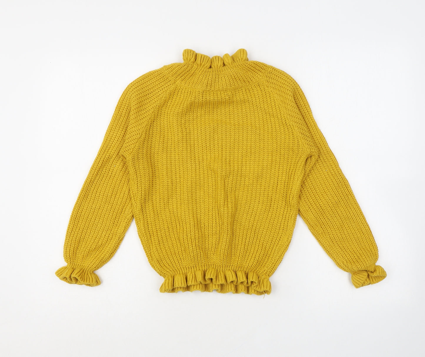 Cameo Rose Womens Yellow Mock Neck Acrylic Pullover Jumper Size S