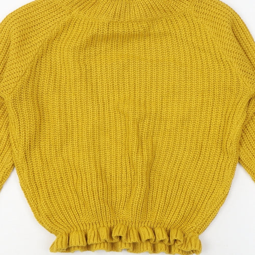 Cameo Rose Womens Yellow Mock Neck Acrylic Pullover Jumper Size S