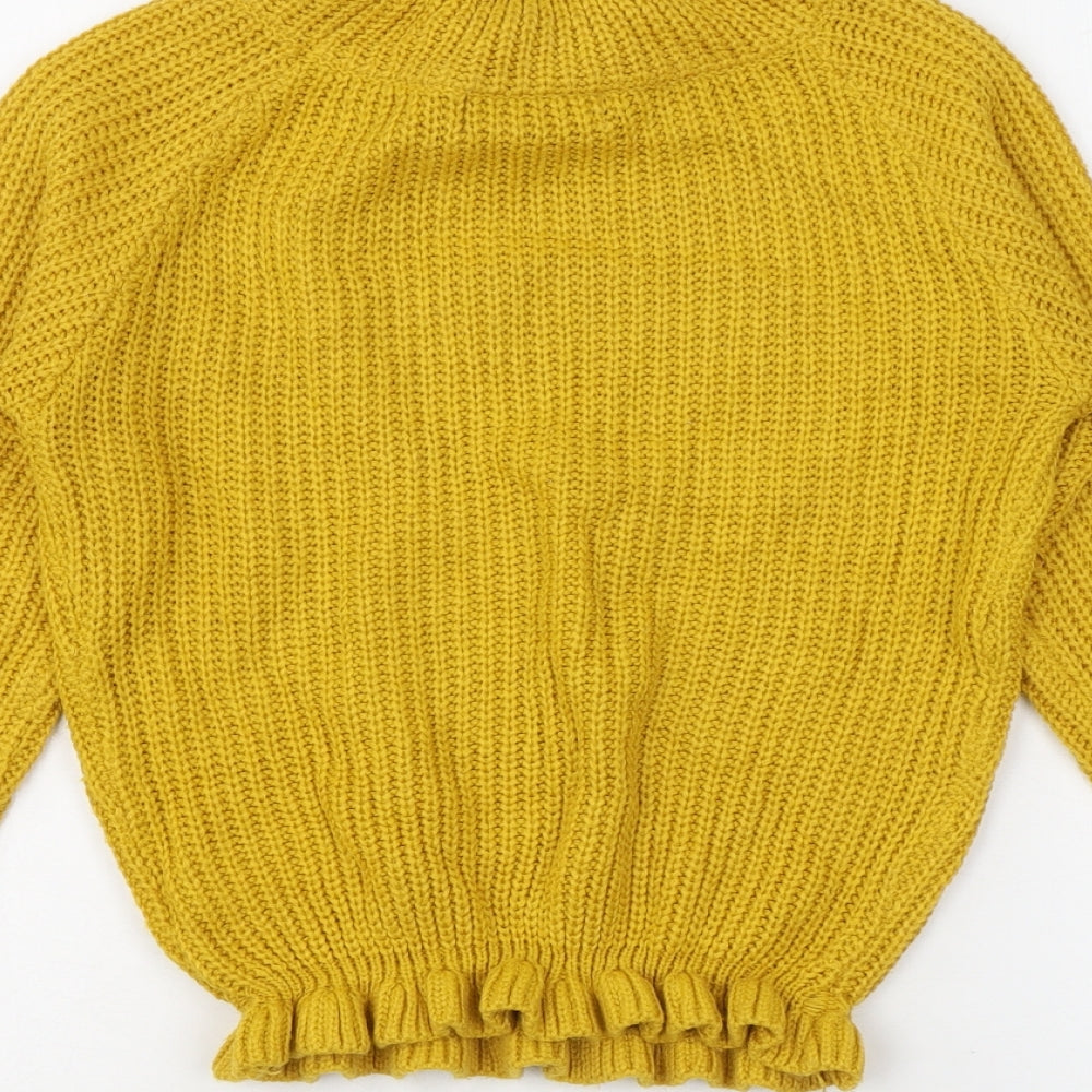 Cameo Rose Womens Yellow Mock Neck Acrylic Pullover Jumper Size S
